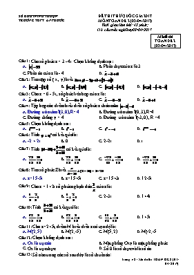 Đề thi thử quốc môn Toán - Đề 2